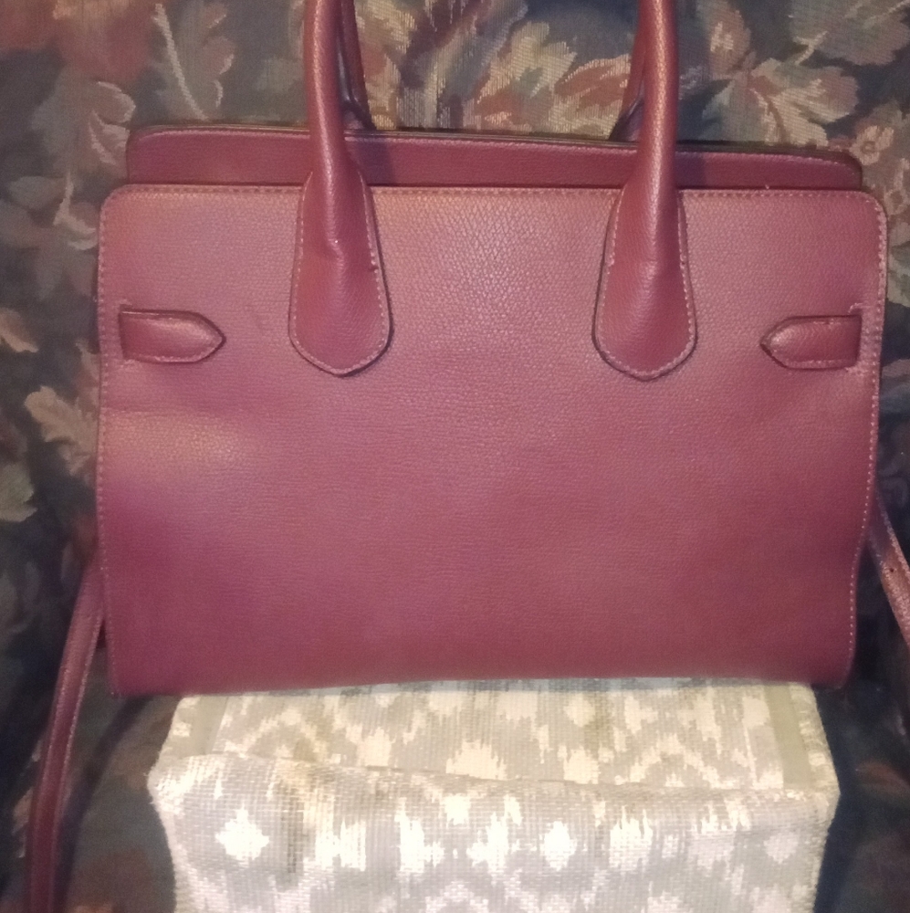 a new day Burgundy Belted Satchel Handbag
